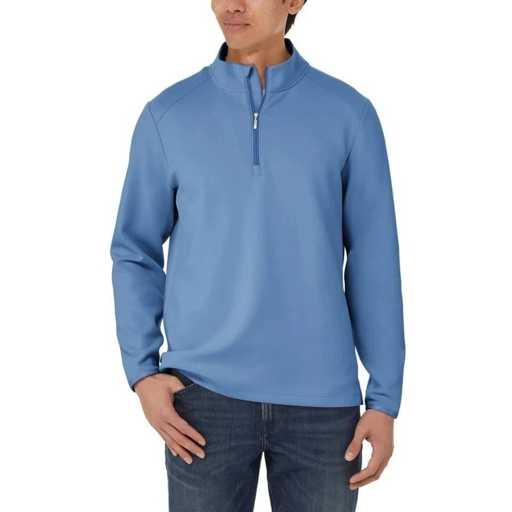 NEW Kirkland Signature Men's XXL Blue 1/2 Zip Pullover Scuba Sweatshirt Mock